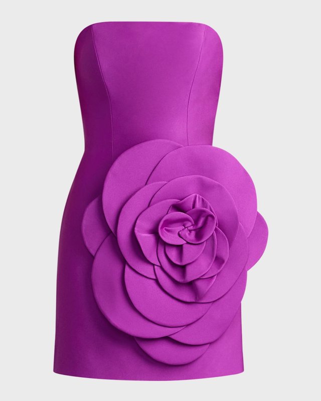 Strapless Flower Applique Mini Dress