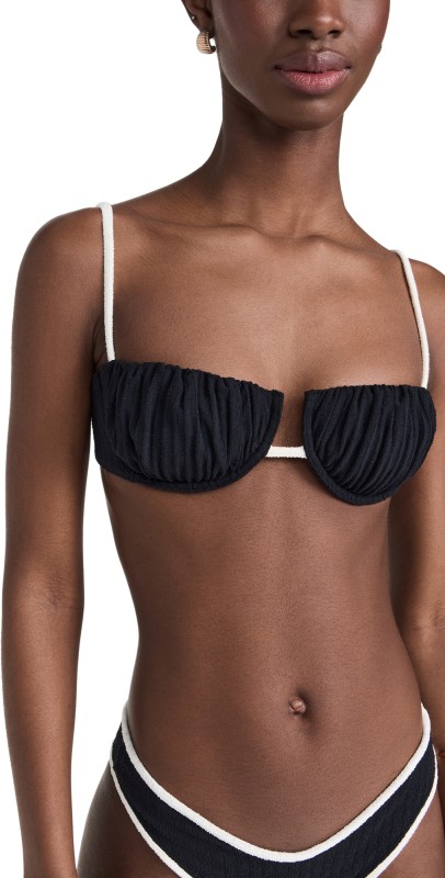 Montce Montce x Olivia Culpo Petal Bikini Top Black/Cream Terry Rib