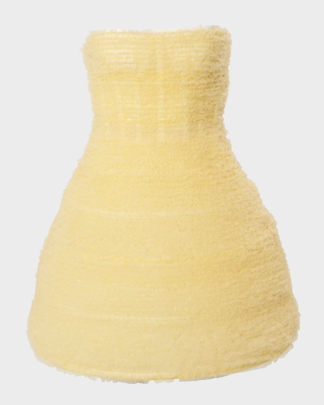 Sequined Pleated Tulle Strapless Mini Dress
