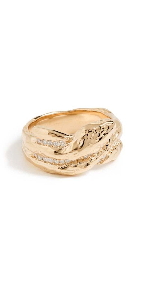 Fie Isolde 14k Diamond Boa Knot Ring Gold
