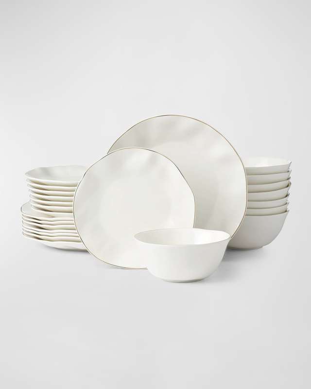Blue Bay White 24-Piece Dinnerware Set