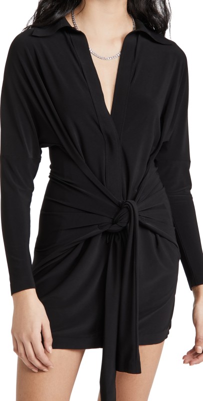 Norma Kamali Mini Tie Front Dress Black