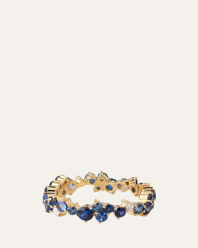 14K Yellow Gold Sapphire Statement Eternity Ring, Size