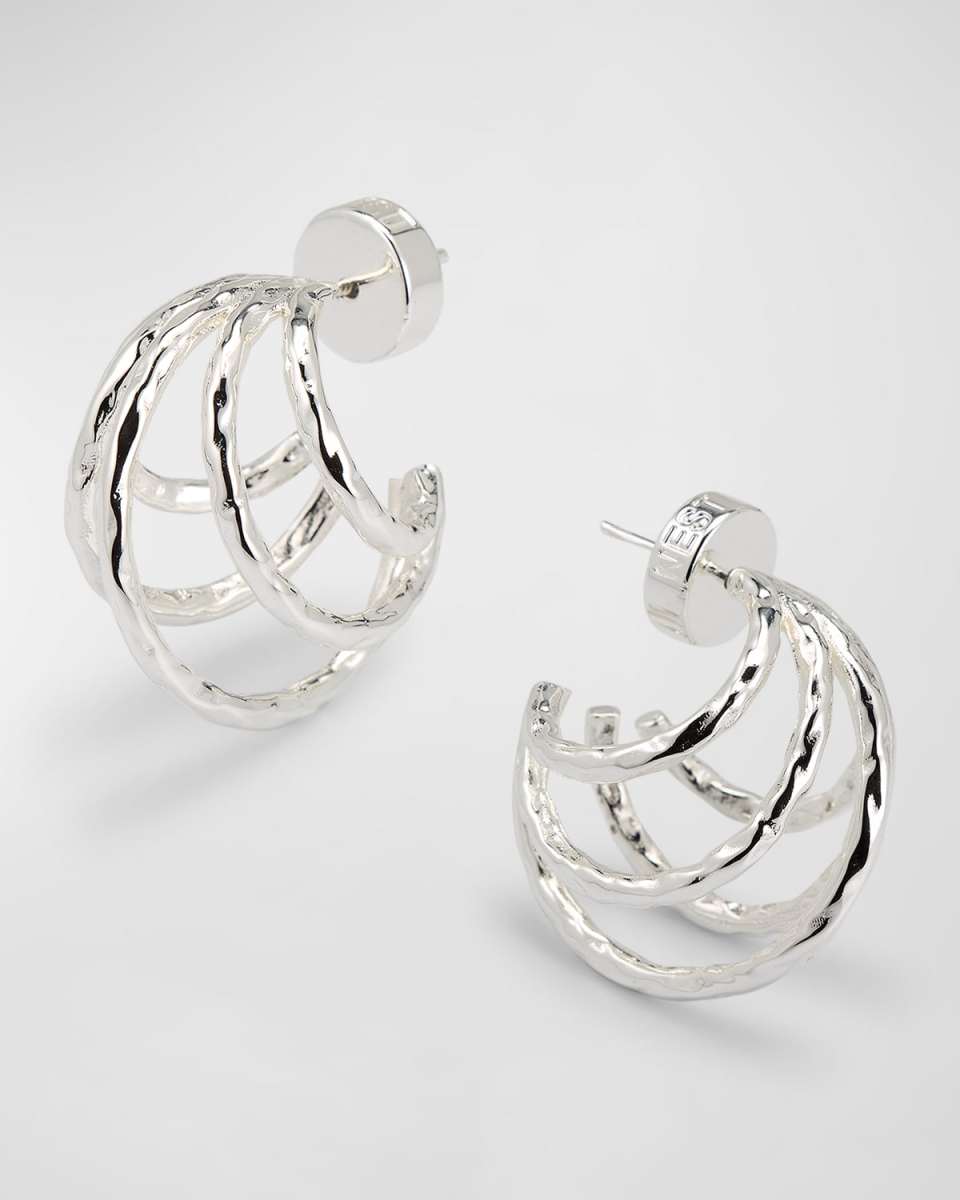 Silver Hammered Multi-Hoop Earrings