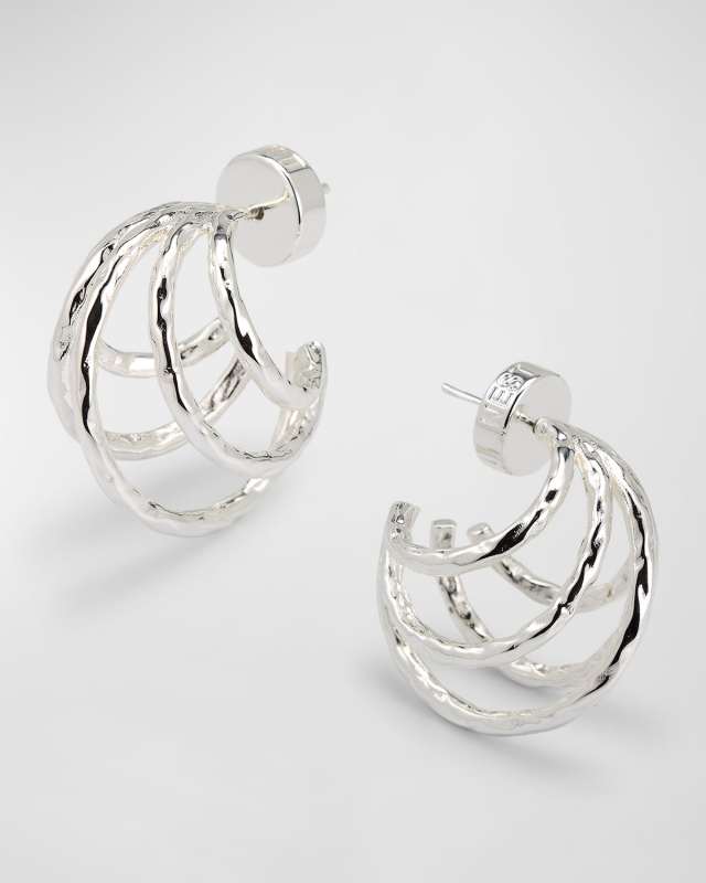 Silver Hammered Multi-Hoop Earrings