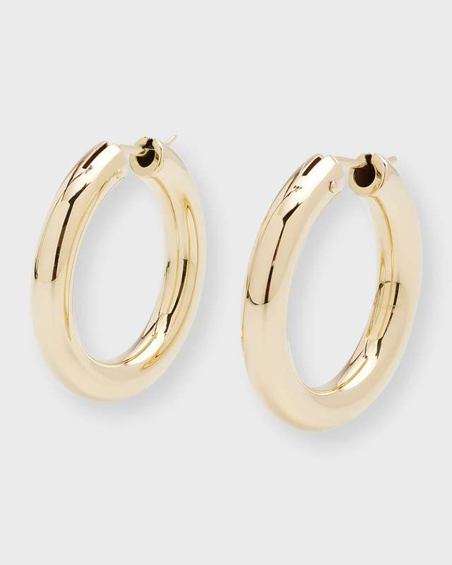 18K Yellow Gold Chubby Hoop Earrings, 28mm