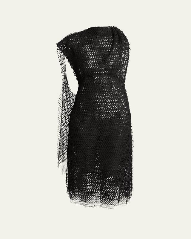 Maude Geometric Lace Cape Midi Dress