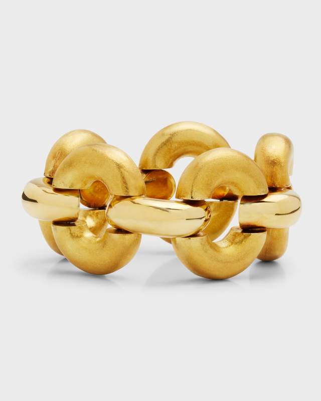 18K Yellow Gold Gauge Tubular Link Semi-Flex Bracelet