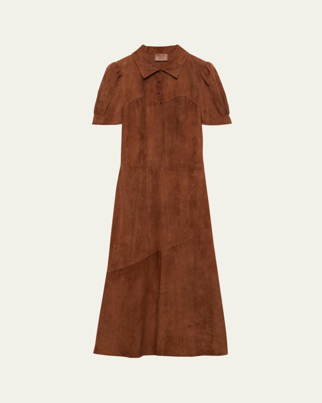 Suede Collared Midi Dress