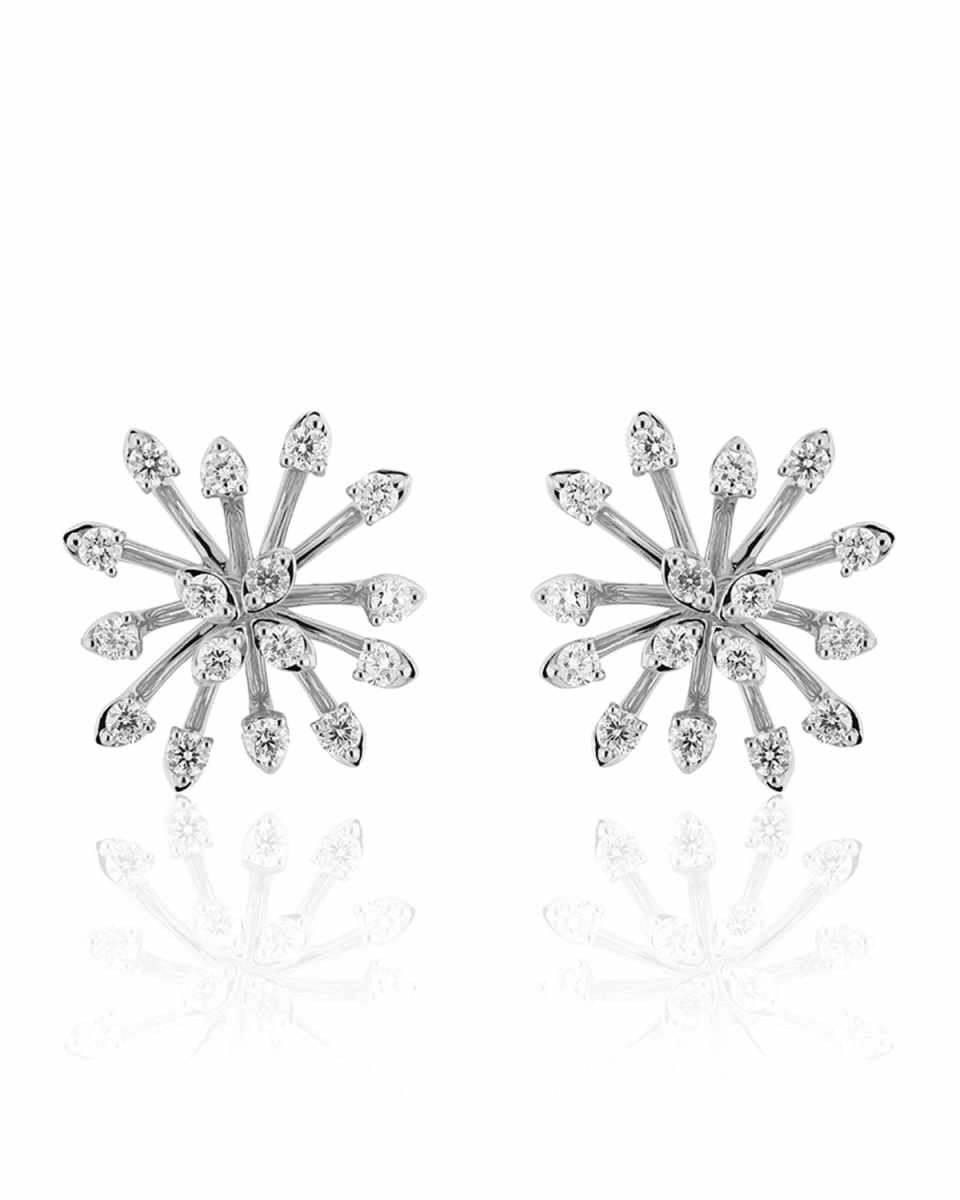 Luminus 18k White Gold Stemmed Diamond Stud Earrings