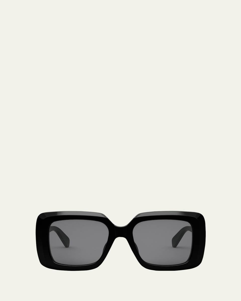 Bold Three-Dot Acetate Square Sunglasses
