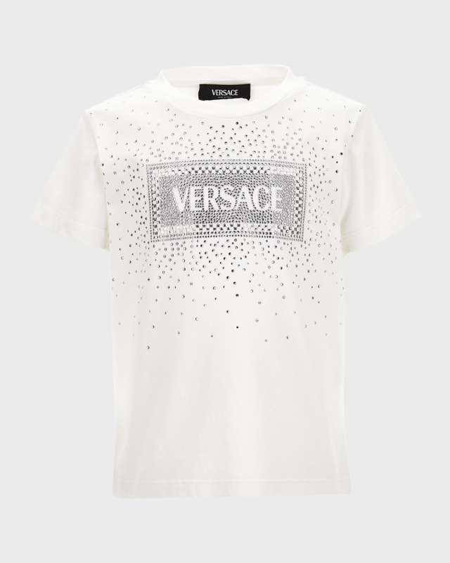 Girl's Bedazzled Logo-Print T-Shirt, Size 8-14