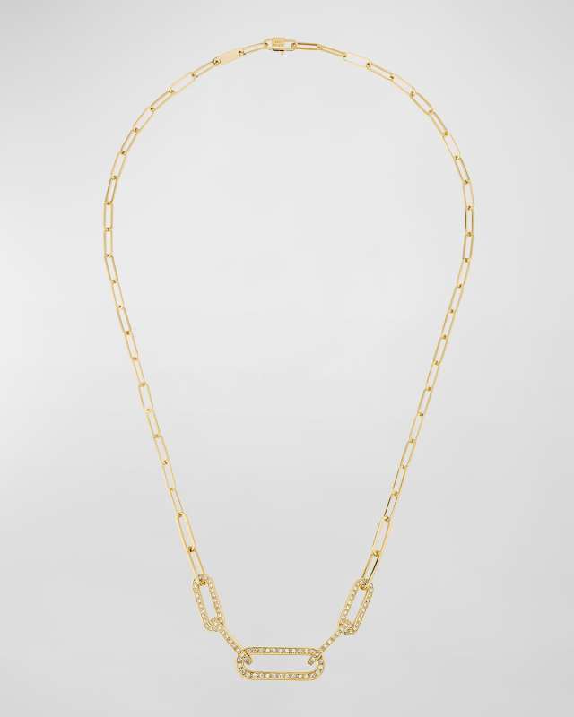 Yellow Gold Maillion Large Diamond Link Necklace