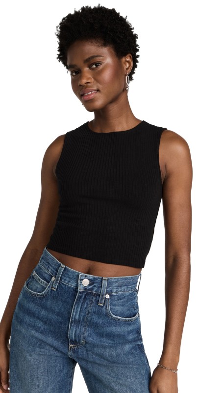 Reformation Daxton Knit Crop Top Black