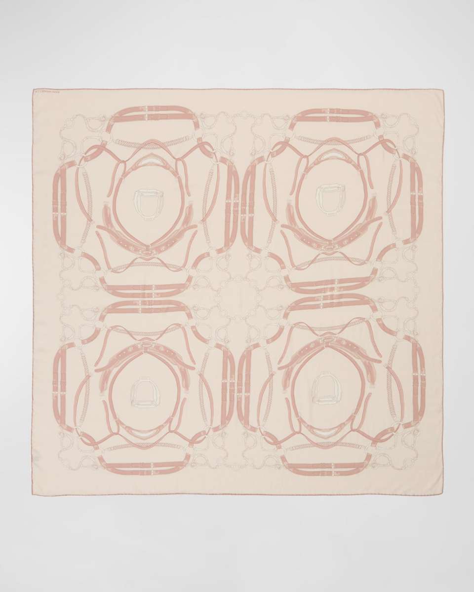 Lexington Taupe Print Cashmere-Blend Scarf