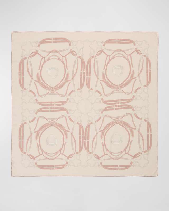 Lexington Taupe Print Cashmere-Blend Scarf