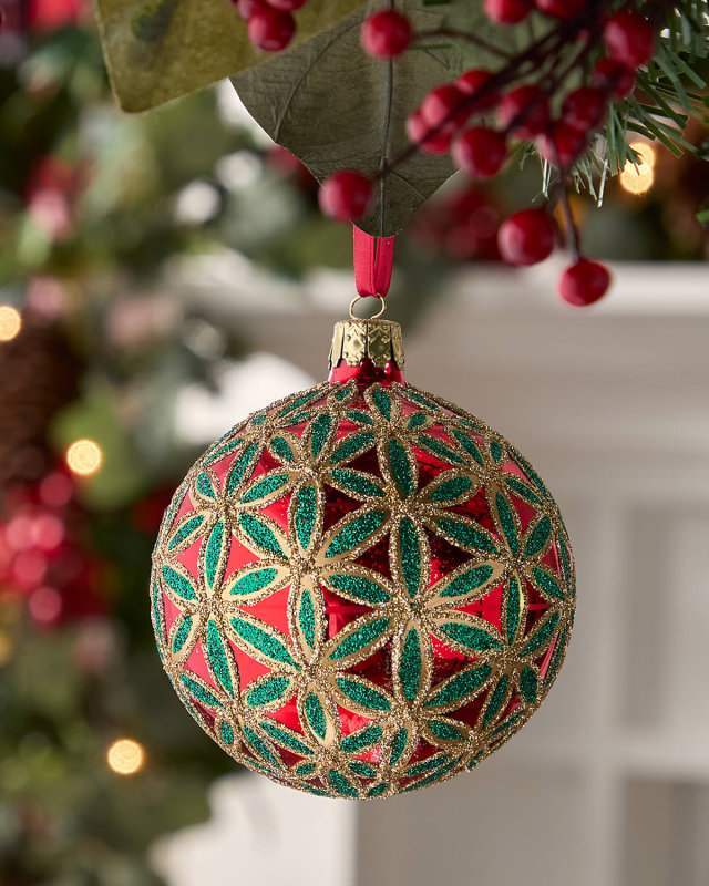 Shiny Ball Christmas Ornament with Glitter Design