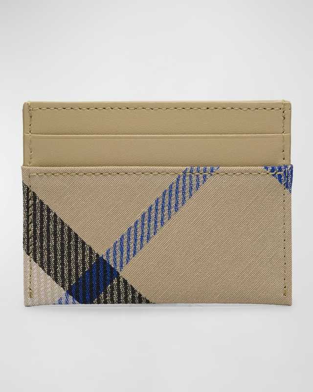 Check Leather Card Case