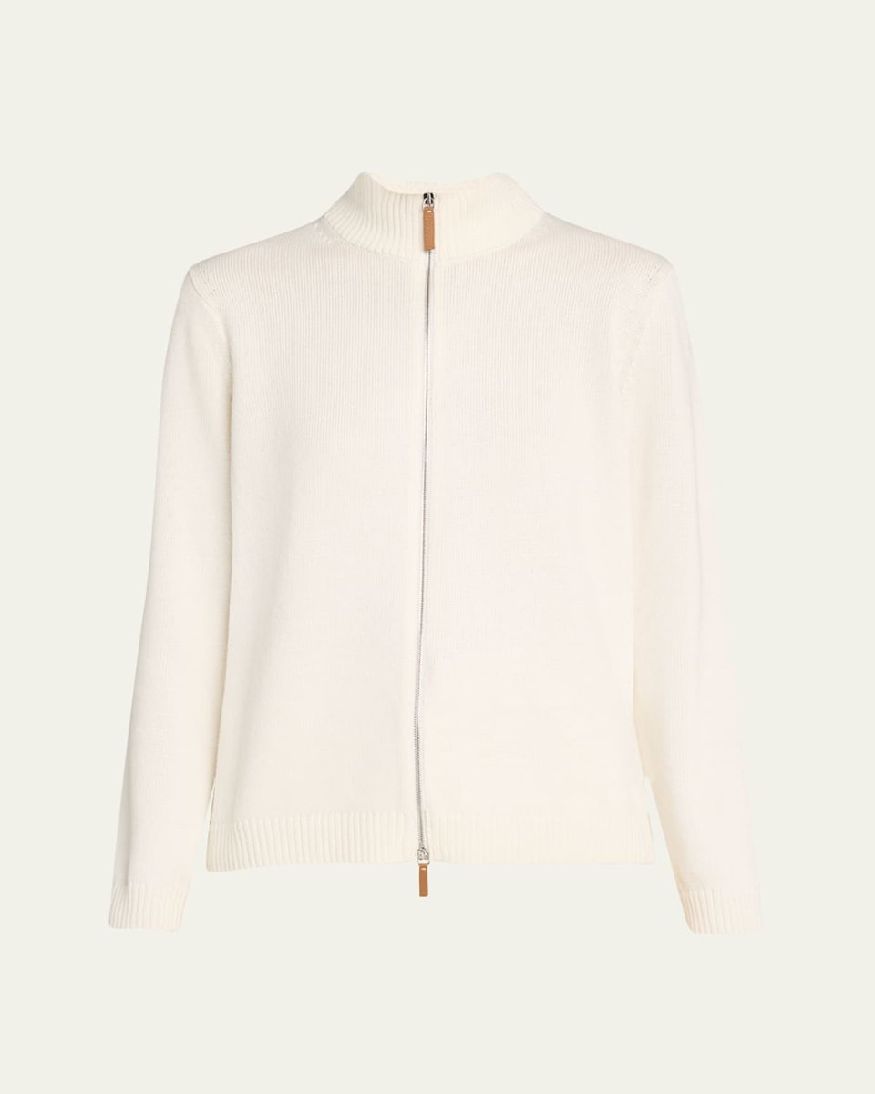 Cotton-Silk Tape Fitted Bomber Sweat