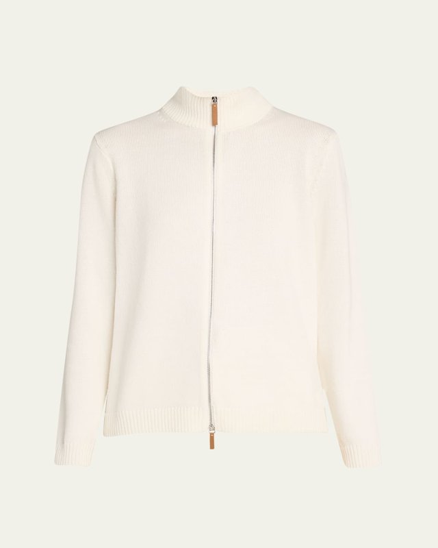 Cotton-Silk Tape Fitted Bomber Sweat