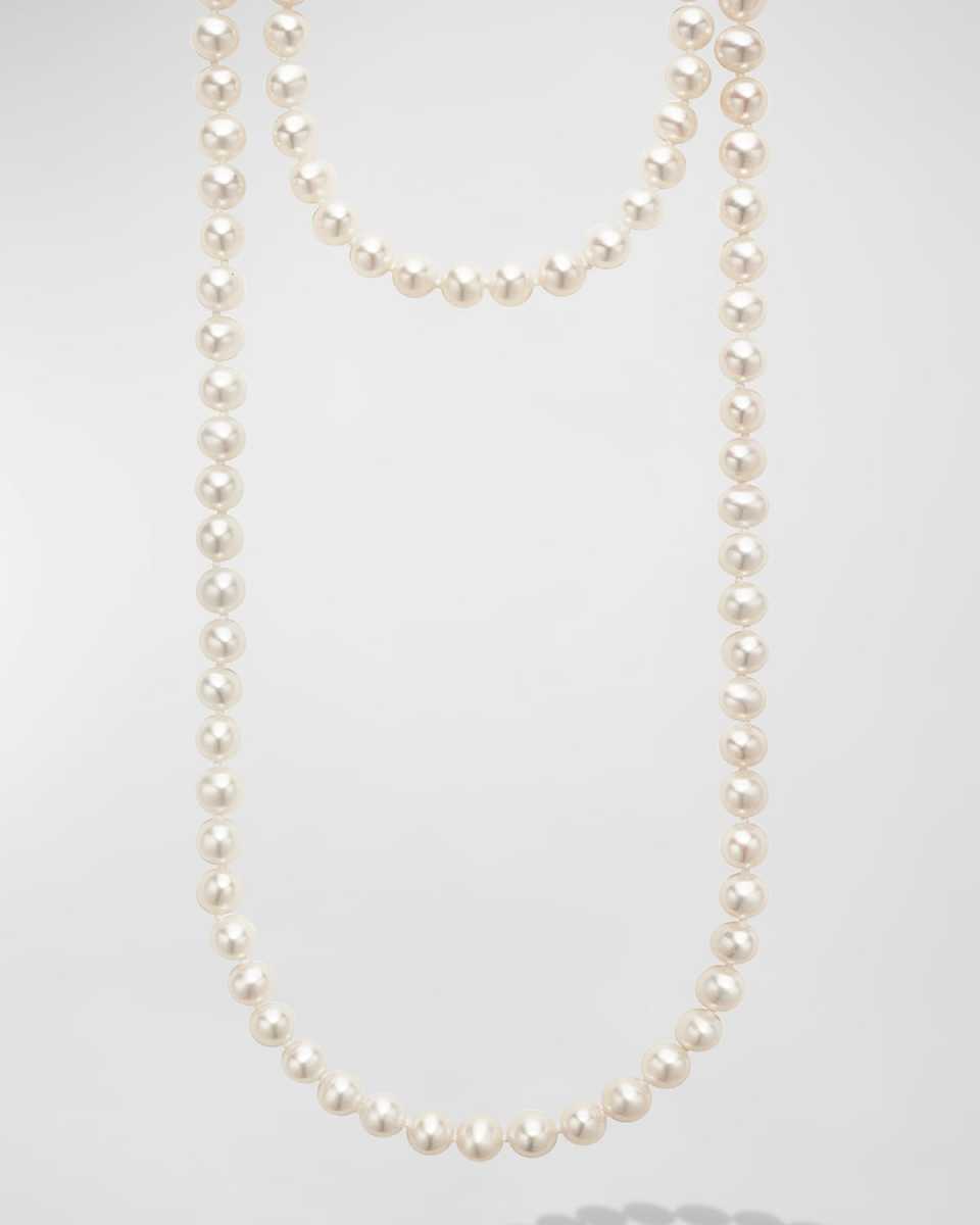 Sterling Silver and 18K Luna Pearl Small Strand Necklace, 36"L