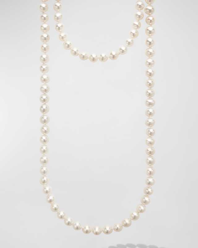 Sterling Silver and 18K Luna Pearl Small Strand Necklace, 36"L