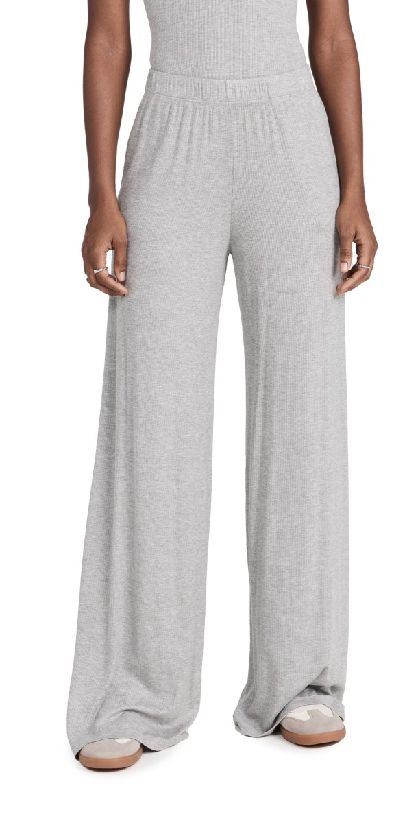 SPRWMN Rib Wide Leg Pants Heather Grey