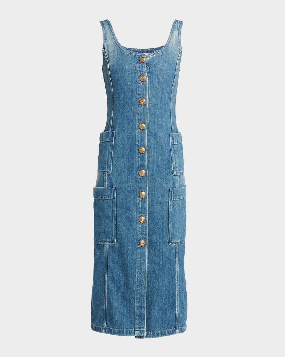 Journey Button-Front Denim Midi Dress