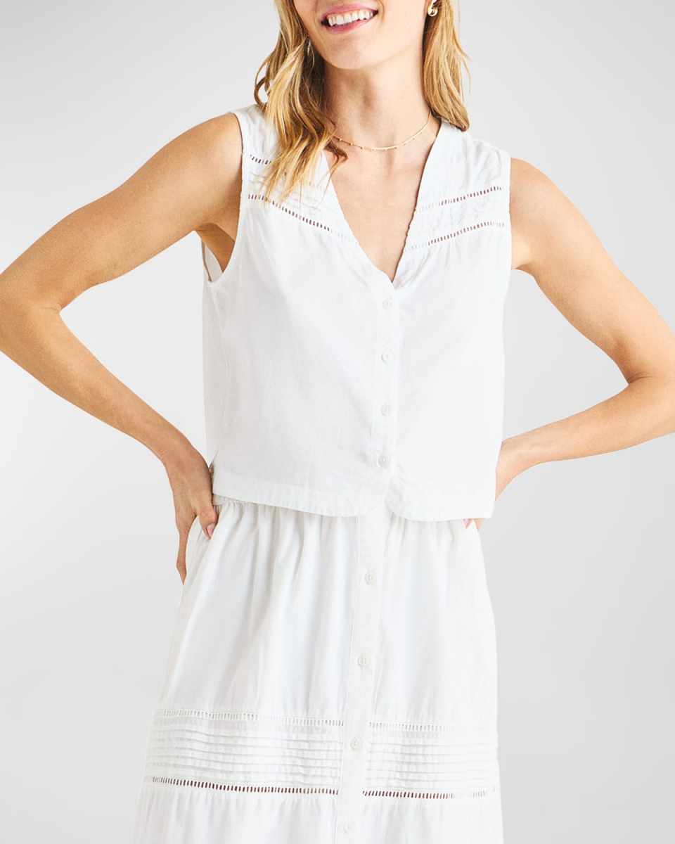 Callan Crochet-Trim Sleeveless V-Neck Top