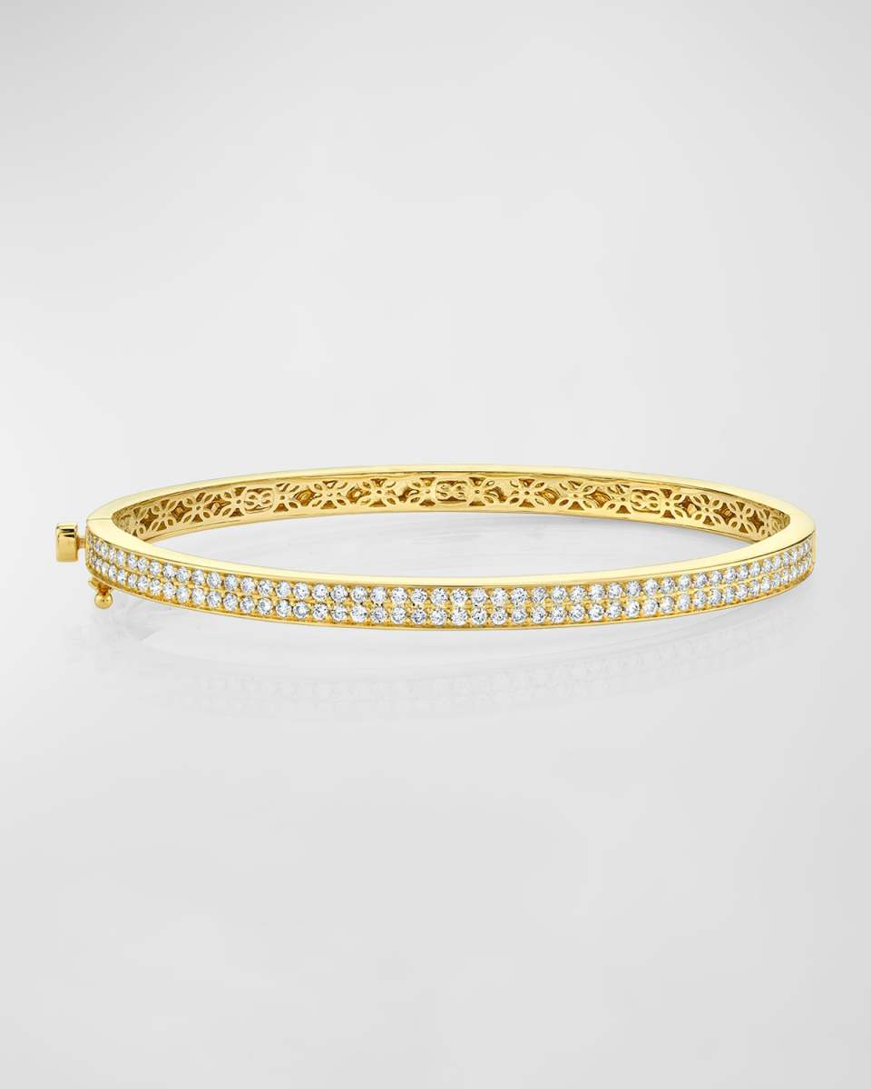 2-Row Pave Hinge Bangle, Medium