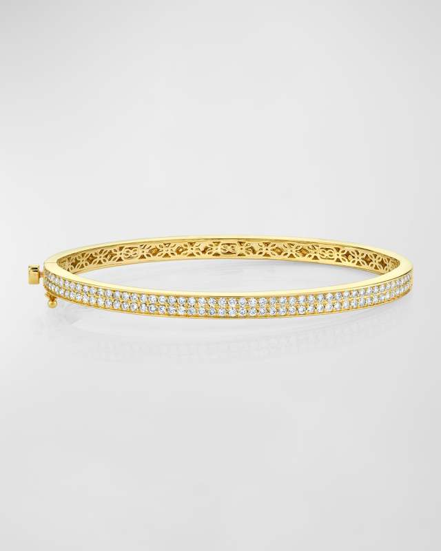2-Row Pave Hinge Bangle, Medium