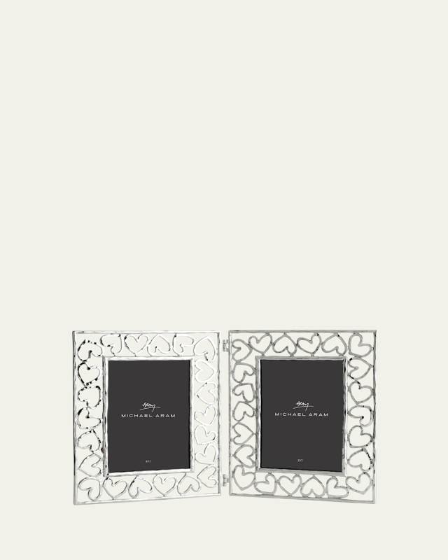 Heart Hinged Frame - 5" x 7", Silver