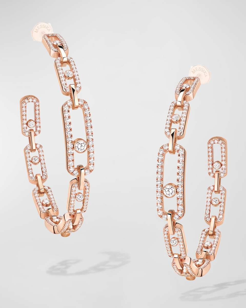 MOVE LINK 18K MEDIUM DIAMOND HOOP EARRINGS