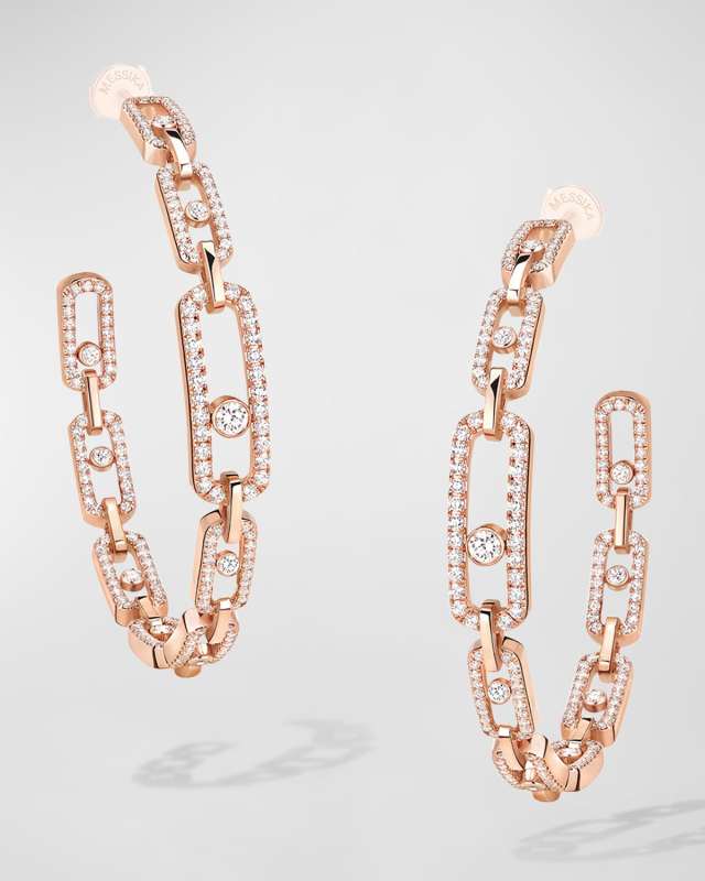 MOVE LINK 18K MEDIUM DIAMOND HOOP EARRINGS