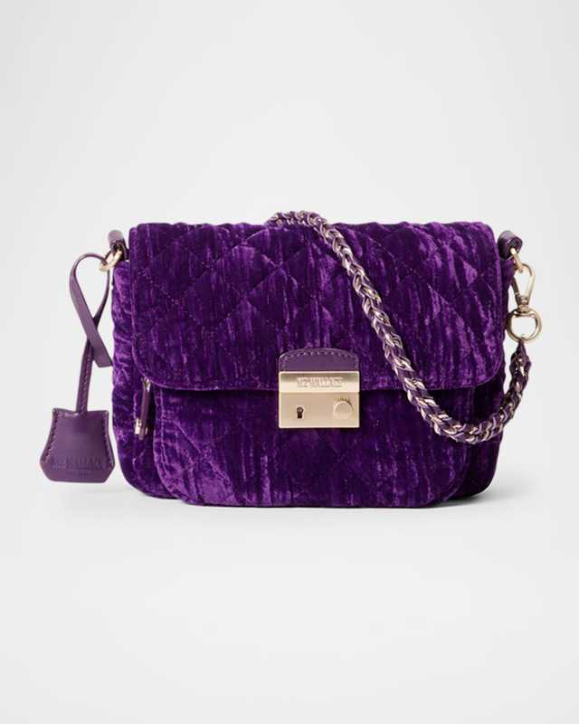 Crosby Lock Small Quilted Velvet Crossbody Bag