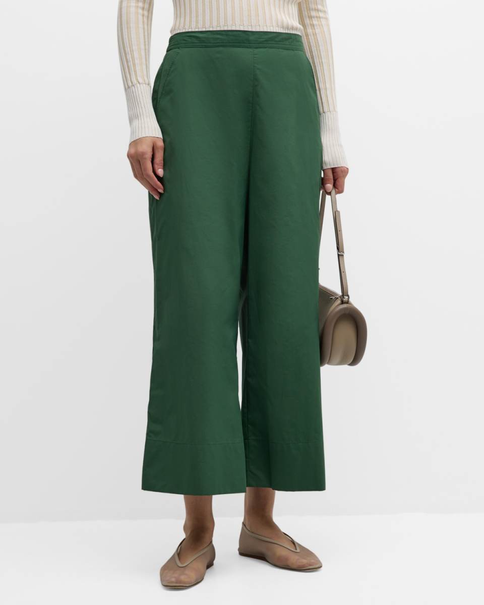 Cropped Straight-Leg Techno Poplin Pants