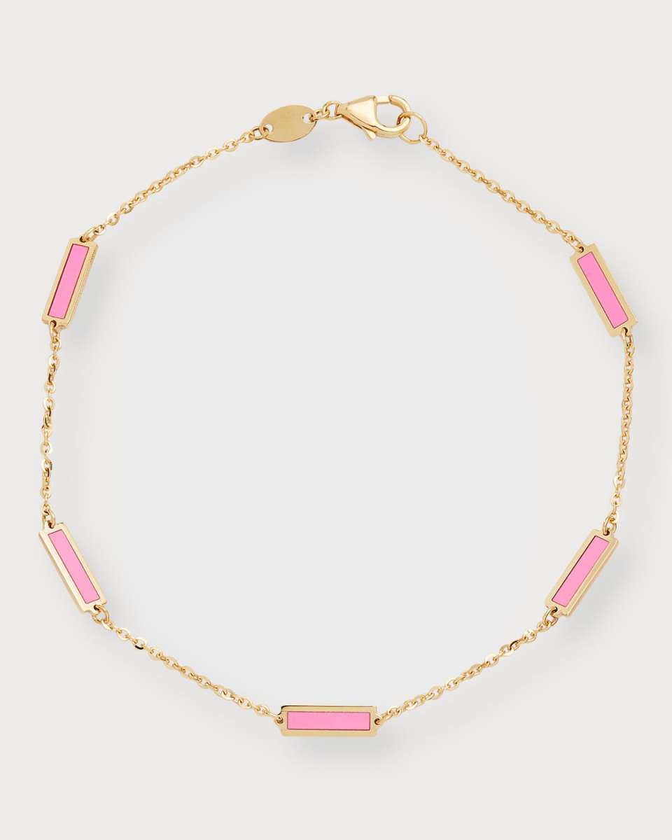 18k Yellow Gold Shell Station Chain Bracelet