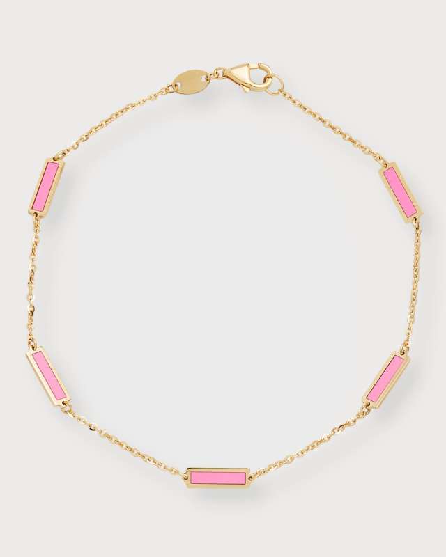 18k Yellow Gold Shell Station Chain Bracelet