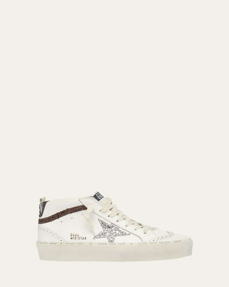Mid Star Glitter Wing-Tip Sneakers