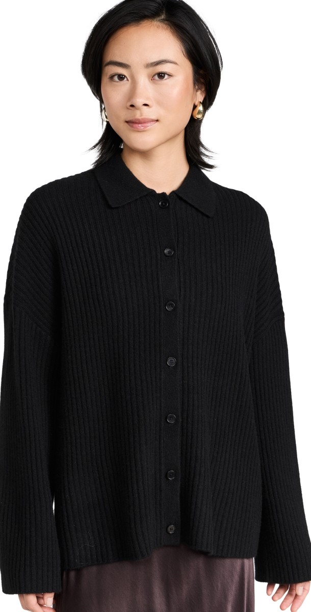 Reformation Fantino Cashmere Collared Cardigan Black