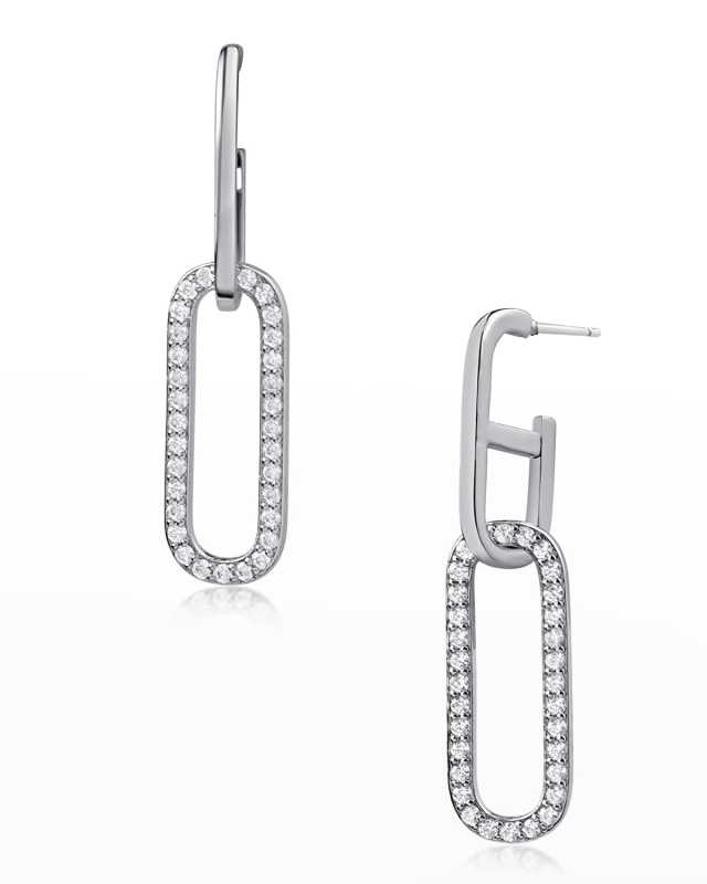 Pave Cubic Zirconia Link Drop Earrings