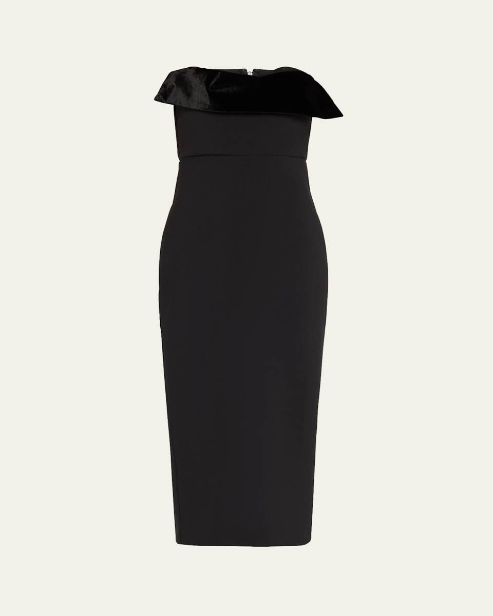 Strapless Crepe Midi Dress