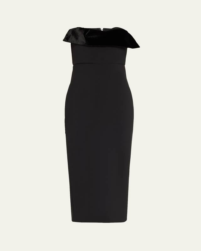 Strapless Crepe Midi Dress