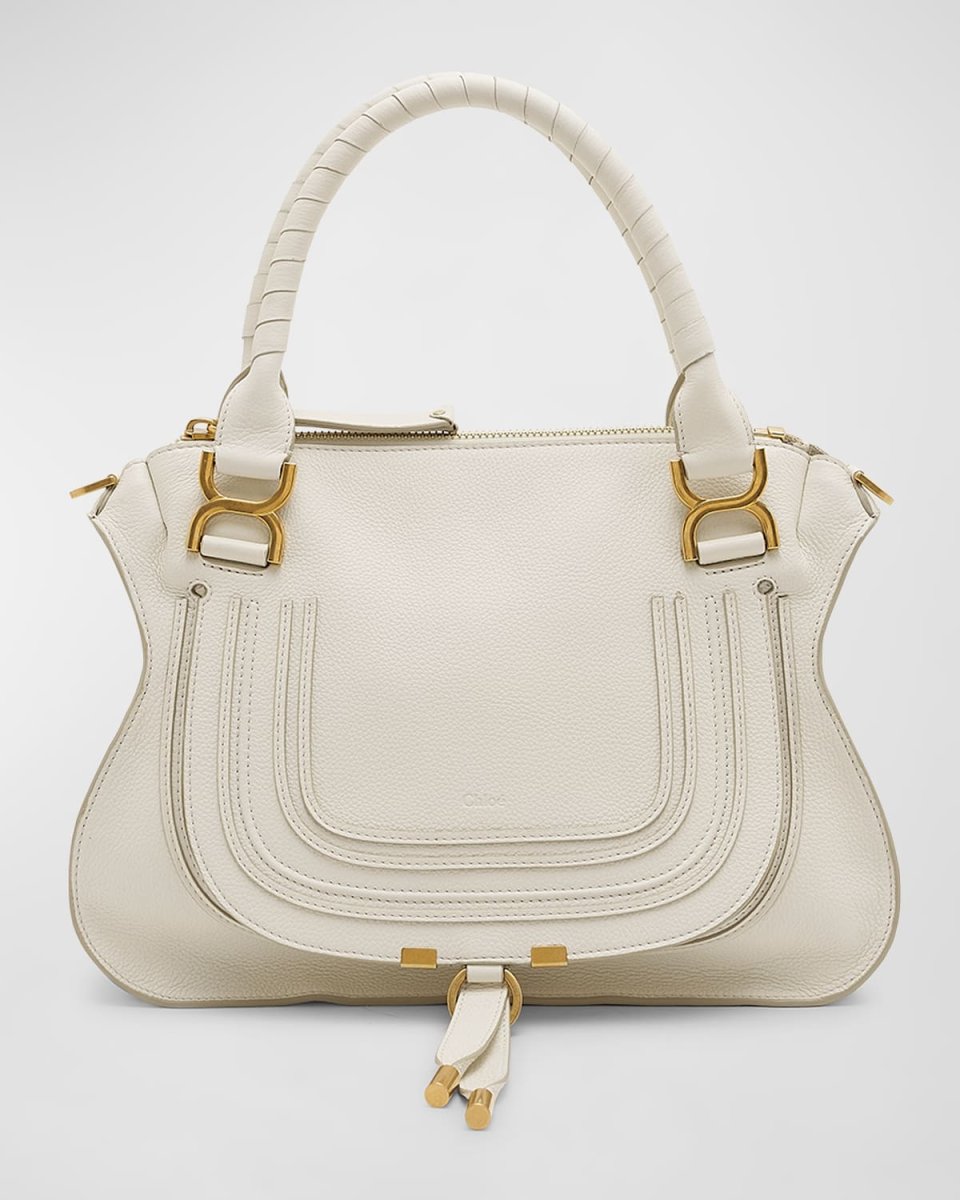 Marcie Medium Double Carry Satchel Bag in Grained Leather
