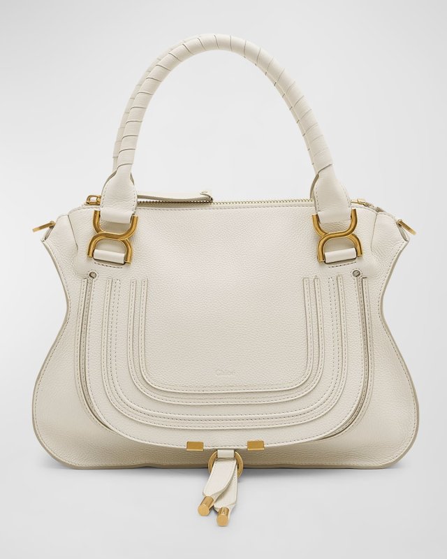 Marcie Medium Double Carry Satchel Bag in Grained Leather