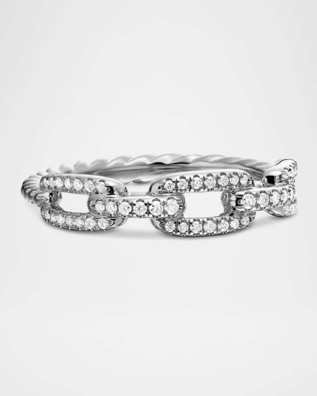 Stax Pave Diamond Chain Link Ring in 18K White Gold
