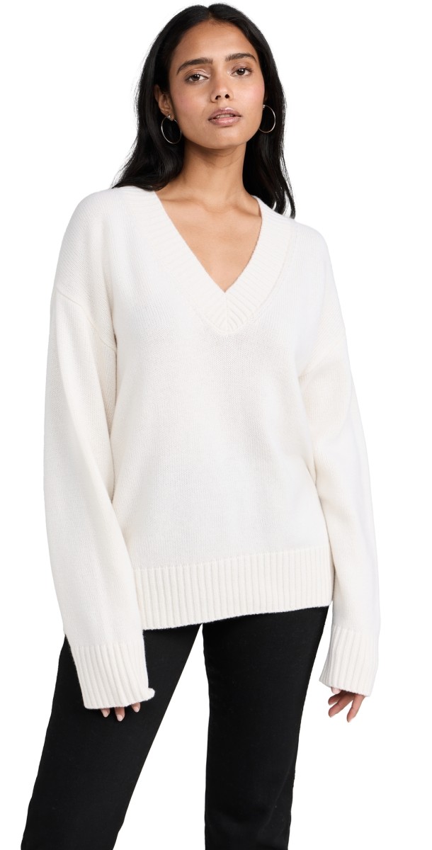Reformation Jadey Oversized V Neck Sweater Gossamer