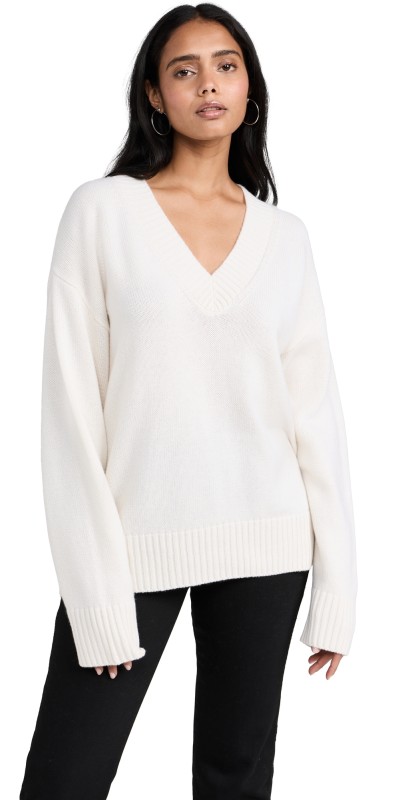 Reformation Jadey Oversized V Neck Sweater Gossamer