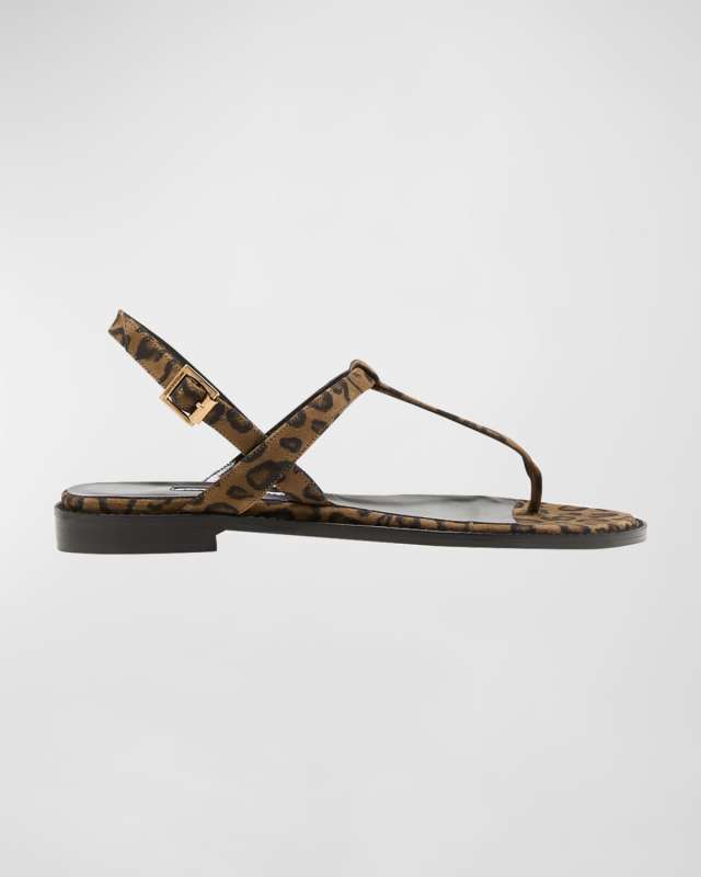 Hata Leopard Thong Slingback Sandals