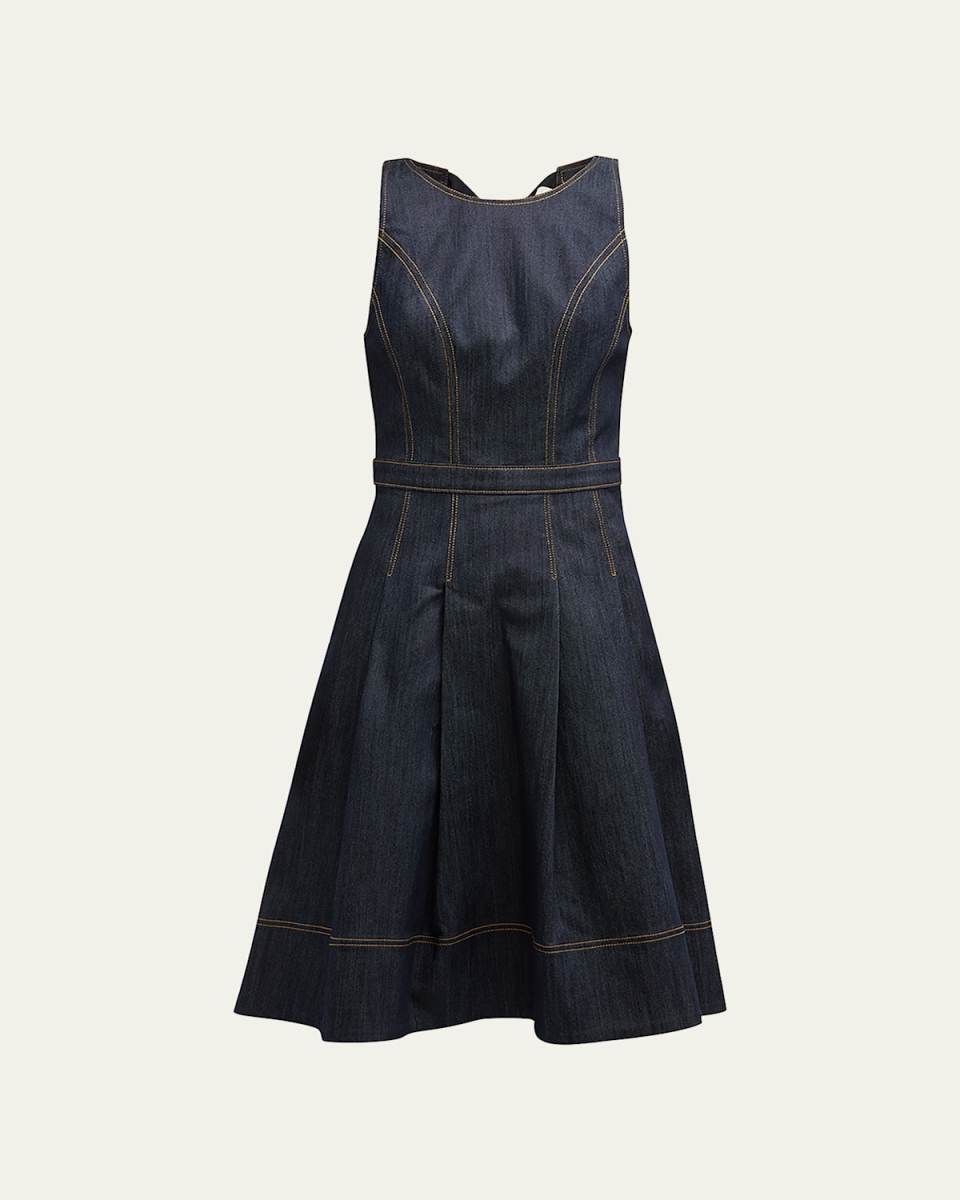 Gisselle Sleeveless Pleated Denim Midi Dress